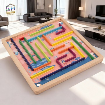 蒙氏木製百變拼插玩具 邏輯闖關拼板 早教迷宮走珠 互動桌面遊戲  益智拼圖玩具