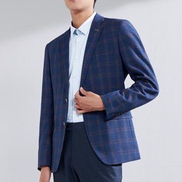 HAI品牌外貿男裝 秋冬厚款格紋時尚小西服男士休閑翻領單西外套潮