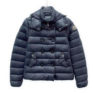 (S) moncler質感羽絨連帽排扣藍色外套