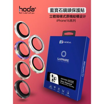 Hoda好貼藍寶石單眼鏡頭膜適合于蘋果iPhone17ProMax燒鈦色16Pro抗刮防油原機結構立體階梯閃粉銀鉆16鏡頭貼