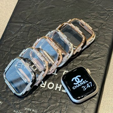 殼膜一體錶帶 鑽石邊 電鍍錶殼女款 適用 apple watch s10 蘋果手錶保護殼 42 46 49mm 錶帶