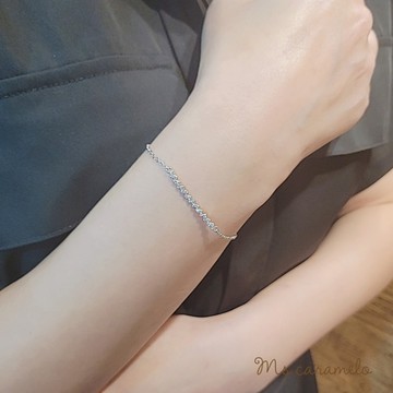 【焦糖小姐 Ms caramelo】925純銀鍍K白(鋯石手鍊 愛心手鍊)