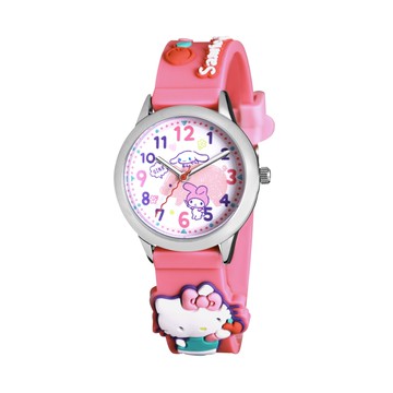 【HELLO KITTY】凱蒂貓生動迷人立體豬豬圖案手錶(粉色 KT077LWWR)