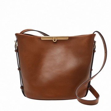 FOSSIL Penrose 真皮側背水桶包-咖啡色 ZB1865200