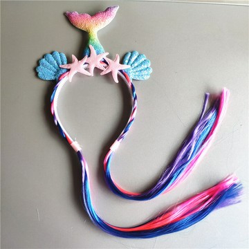 假發辮子女童美人魚公主發箍派對扮演假發頭飾