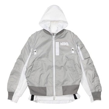 Nike x sacai Double Layer Contrasting Colors Sports Hooded Jacket 'Grey'