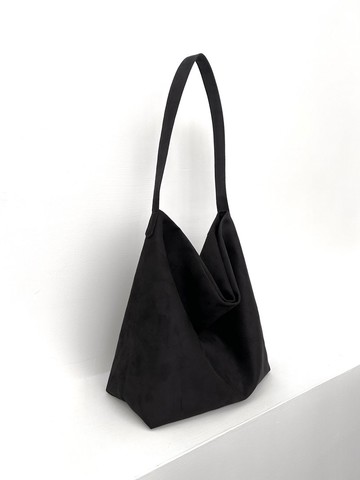 高質感麂皮絨布 / 極簡優雅hobo包 黑色 肩背包