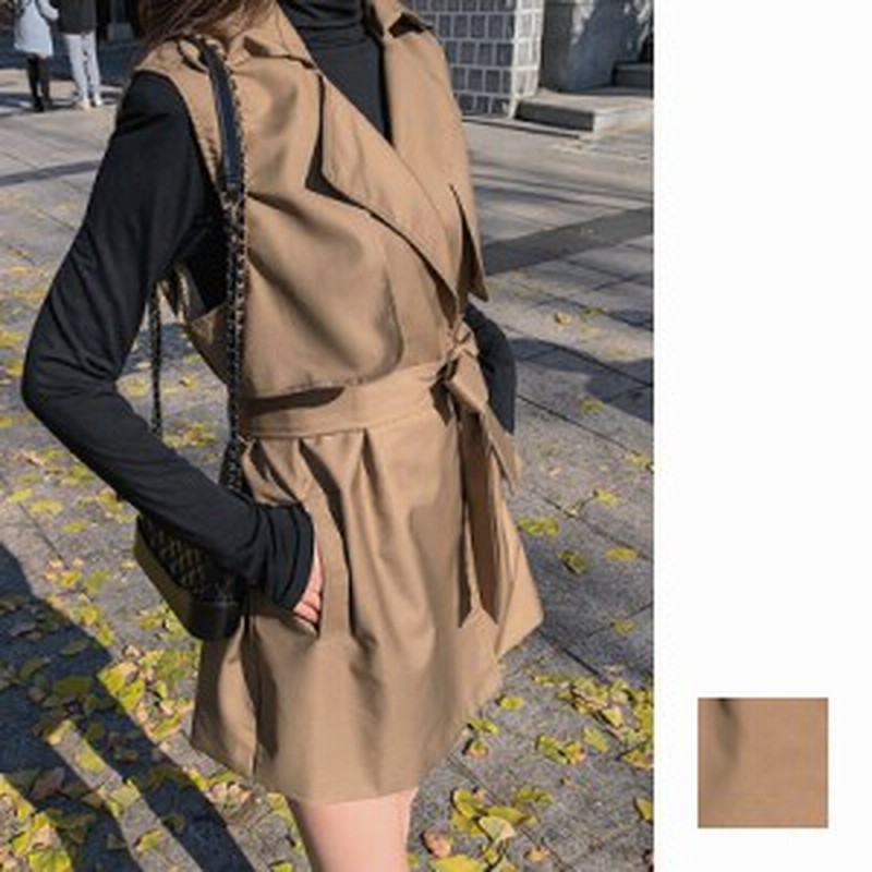 韓国 ファッション レディース トップス ベスト ジレ 夏 春 秋 カジュアル Naloi6 トレンチコート風 ロングベスト セットアップ シン 通販 Lineポイント最大1 0 Get Lineショッピング