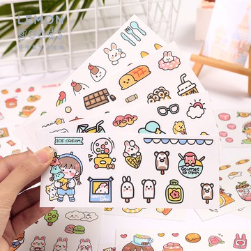 🍋檸檬青🍋台灣現貨超可愛芝芝醬零食篇系列超可愛手繪卡通PET防水貼紙4款4張入手帳裝飾素材