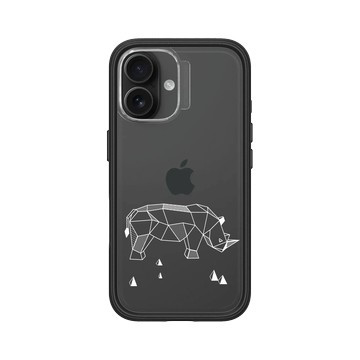 iPhone 16 Mod NX 黑 - Animal Silhouette / 動物剪影 - 幾何-動物系列/犀牛