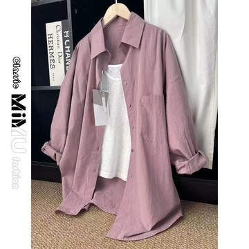 【MIMU】🥝有貨🥝新款韓版疊穿純棉襯衫女外穿寬鬆遮肉顯瘦襯衣開衫長袖上衣 寬鬆大碼襯衫 工裝休閒襯衫
