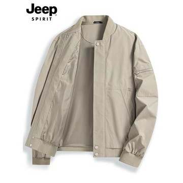 JEEP SPIRIT吉普立領夾克男士2025春秋季寬松純色工裝休閑外套男