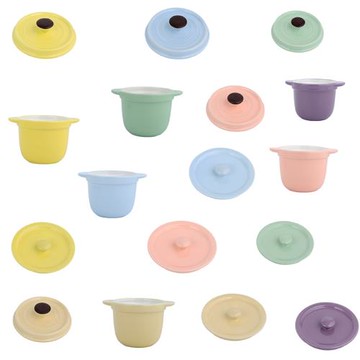 馬卡龍色陶瓷雙耳燉盅隔水燉燕窩蒸蛋輔食甜品盅帶蓋內膽蓋子配件