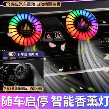 ⚡24H臺灣倉出⚡優選⭐出風口香薰車用拾音燈節奏燈車載氛圍燈聲控音樂燈同款炫光