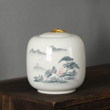 手繪陶瓷茶葉罐紅綠茶密封儲存防潮罐家用散裝空茶盒高檔送禮品盒