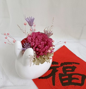 鴻兔大展盆花 生日開幕婚禮結婚捧花永生乾燥花畢業謝師禮物畢業