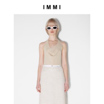【IMMI】春夏新品超薄強粘針織掛脖露背上衣141TP016Y