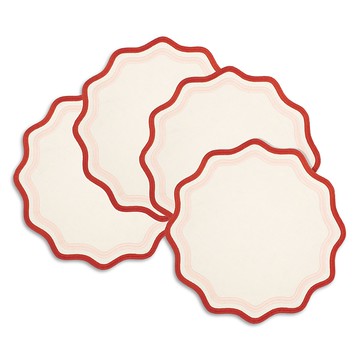 Misette Colorblock Embroidered Linen Placemats, Set of 4