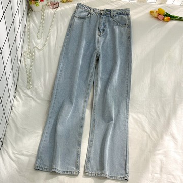 高腰牛仔褲女2021年新款春季薄款韓版復古寬松爆款直筒闊腿褲長褲
