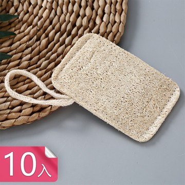 【荷生活】不沾油附繩掛雙面菜瓜布 天然材質加壓成型洗碗布-10入組
