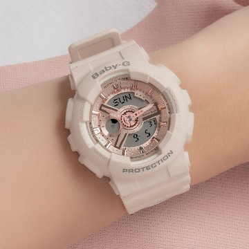 BABY-G 街頭潮流運動指針數位霧面樹脂錶帶手錶【WCSB110-04】-膚面膚帶