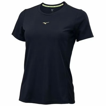 MIZUNO 美津濃 短袖上衣 女 訓練 慢跑 吸濕排汗 抗紫外線 黑 J2TAD20409