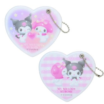 小禮堂 Sanrio 三麗鷗 美樂蒂 酷洛米 愛心造型隨身鏡吊飾 (粉彩樂園)