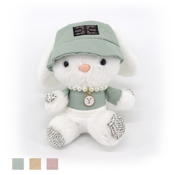 【 Tree House 】高質感鑲鑽兔毛兔子鑰匙掛飾(3色) CC120B