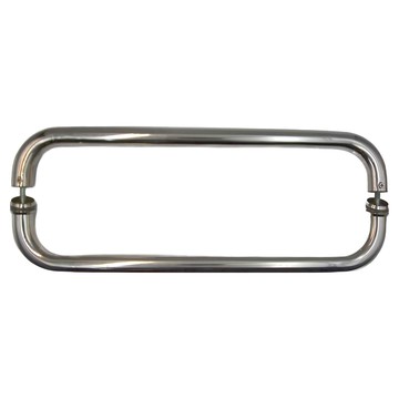 二折把手 雙彎白鐵門把 (對拉把手) 附不鏽鋼飾蓋  1個  白鐵色