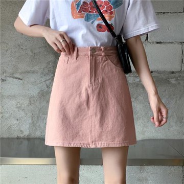 2021夏裝新款大碼胖mm高腰a字牛仔短裙女學生百搭顯瘦包臀半身裙
