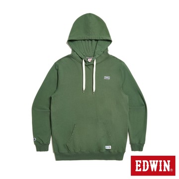 EDWIN 男裝 BLUE TRIP 寬版STEPMARK厚長袖連帽T恤-橄欖綠