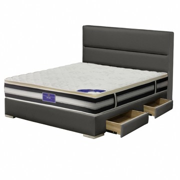 IHouse-布蘭頓 雙人5尺 現代貓抓皮(床片+4抽底+五星床墊) 房間3件組迷濛藍#627-19