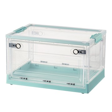 三開摺疊收納箱 (73L)  透明色 + 綠色  736 大號  1組