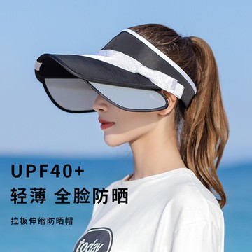 女夏季防曬防紫外線運動帽太陽帽伸縮帽檐騎車大沿遮陽帽韓版網紅