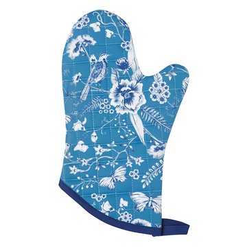 Now Designs 烘焙隔熱手套 100%純棉 33x18.5x1.7cm 可吊掛收納  茱麗葉 藍色 + 白色  1組