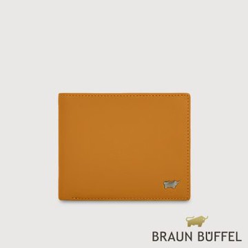 【BRAUN BUFFEL 德國小金牛】台灣總代理 瓦拉頓-A 8卡中翻零錢袋短夾-古金黃/BF568-318-IG