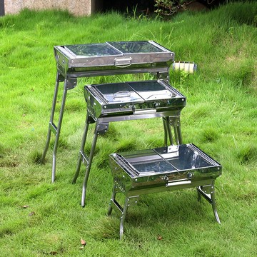 新品上市 供應戶外不銹鋼燒烤爐 木炭野外加厚折疊燒烤架 幸福驛站