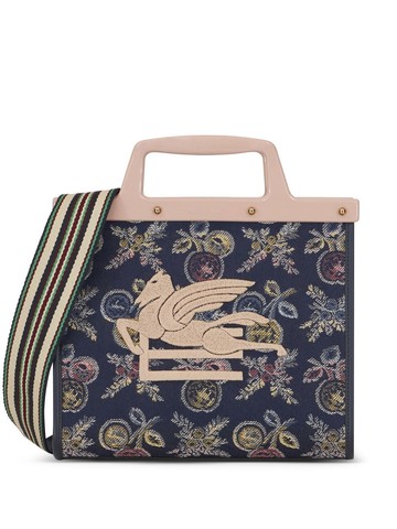 ETRO - logo-embroidered jacquard tote bag - women - Cotton/Viscose/Polyester - One Size - Blue