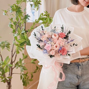 夢幻粉紫色永生花束