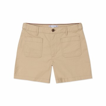 TOMMY 熱銷刺繡Logo口袋休閒短褲(女)-奶茶色