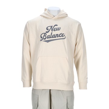 New Balance 男款 米灰色 NB 美規 圖案 印花 帽T 連帽 長袖 MT53902PEF