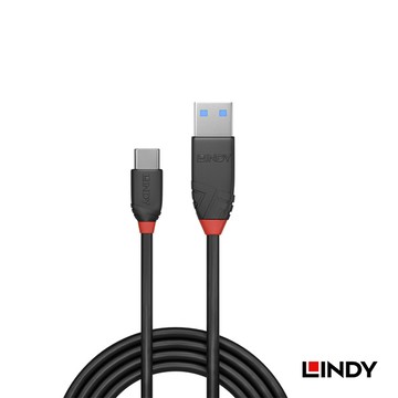 LINDY BLACK USB 3.2 GEN 2 TYPE-C公 TO A公傳輸線 1.5M 36917_A