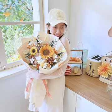 經典色永生向日葵大花束 太陽花花束 向日葵花束 畢業花束