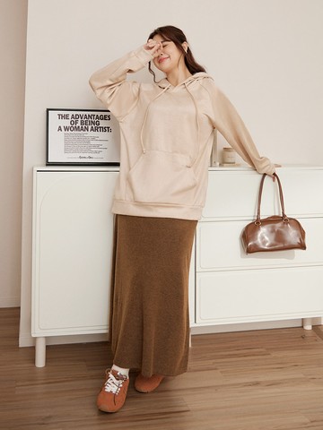 雲朵自訂款-磨毛針織鬆緊腰長裙