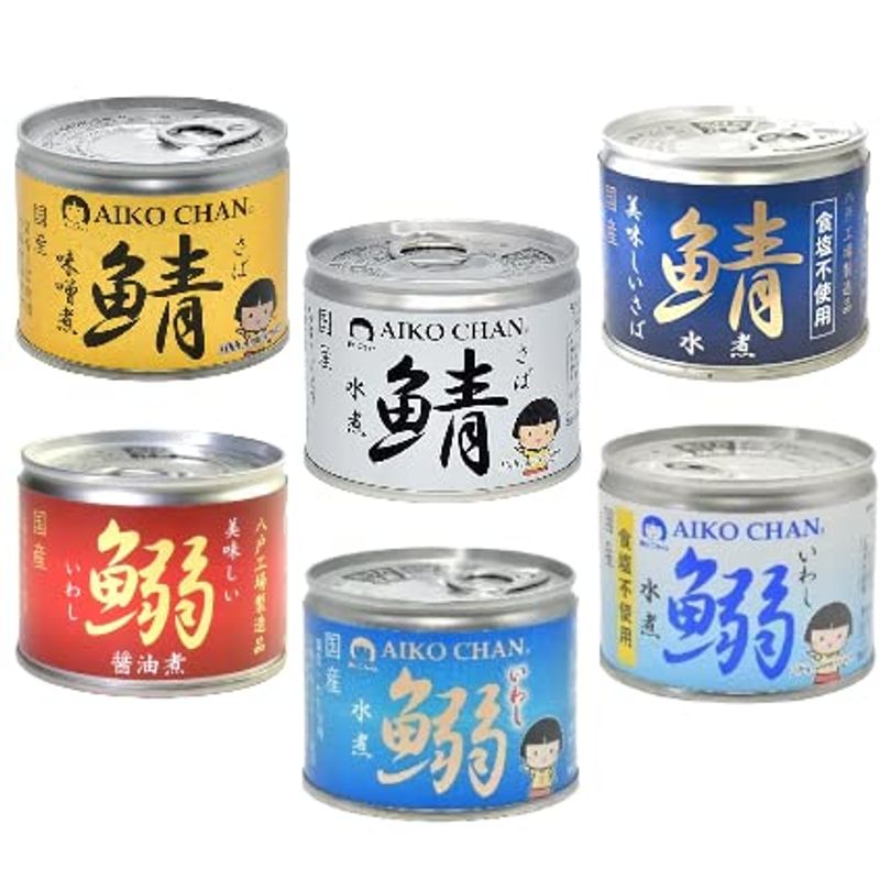 伊藤食品 あいこちゃん サバ缶 いわし缶 6缶 食べ比べセット オリジナルティッシュ付き