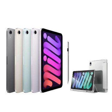 第七代 iPad mini 8.3 吋 256G WiFi+磁力吸附觸控筆+高透光滿版保護貼+三折休眠防摔殼超值組