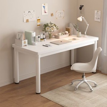 【匠俱】奶油風白色實木電腦桌 書桌100x60x75cm 學生學習桌 寫字桌 簡易長方形辦公桌 工作桌