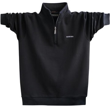 春秋季立領男裝大碼長袖t恤加肥加大打底寬松上衣半拉鏈高領衛衣