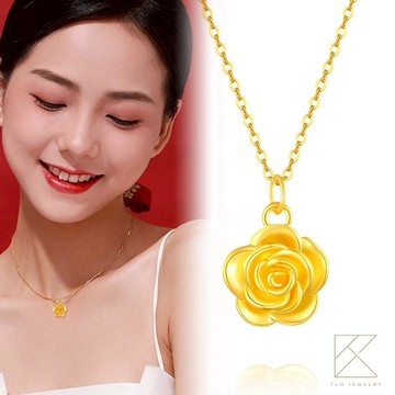 【快速出貨】【TLH】黃金墜項鍊 璀璨黃金玫瑰 約重0.08錢±0.02
