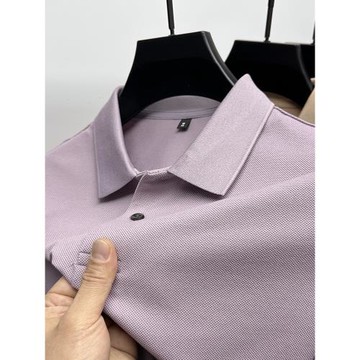 雙股絲光長絨棉~100%純棉高端POLO衫男士透氣中年夏季短袖T恤上衣